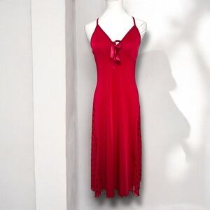 Y2K red Elegant Midi Dress polka dot coquette whimsigoth M